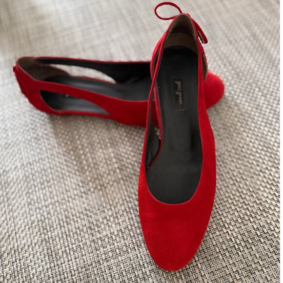 PAUL GREEN Maureen Red Genuine Suede Cutout Back Nows Ballet Flat US9/UK6.5 - Picture 1 of 7